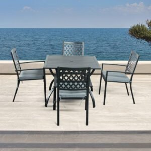 4 Seat Dining Set with grey cushions
